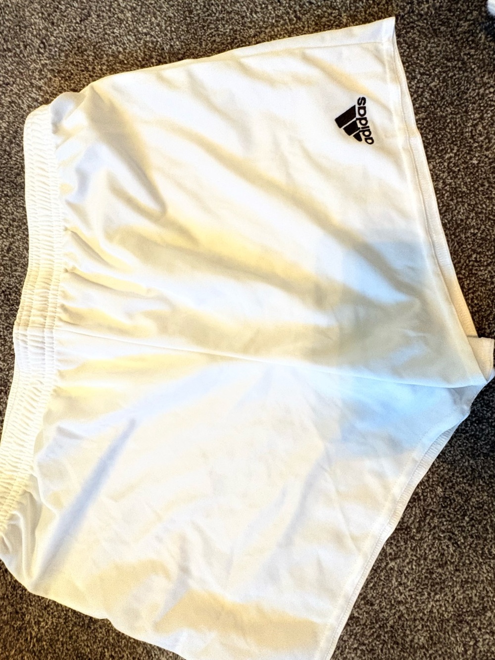 adidas White Girls Athletic Shorts with Black Logo